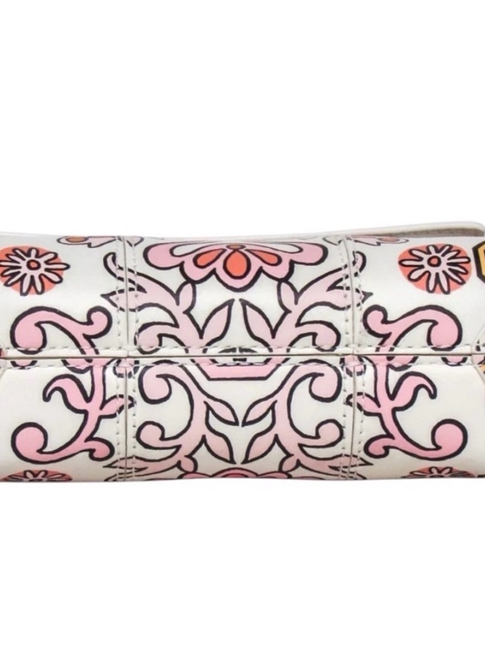 Tory Burch Cream Mini Top-Handle Bag with Pink & Gold Floral Print - Picture 10 of 11